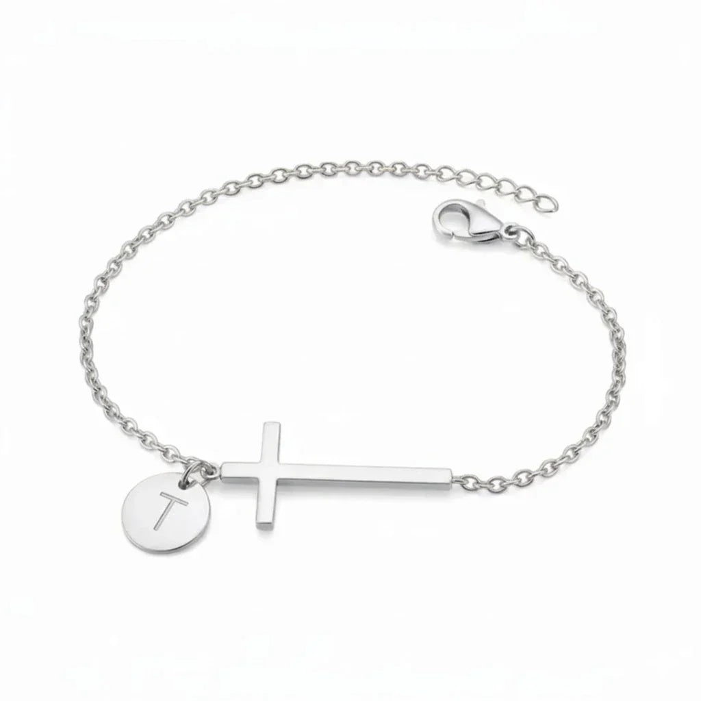 Elodryn | Personalisiertes Kreuz und Initialien Armband
