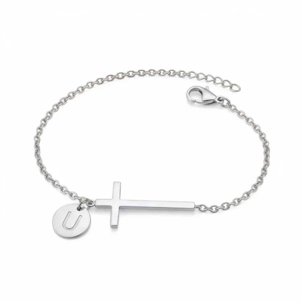 Elodryn | Personalisiertes Kreuz und Initialien Armband