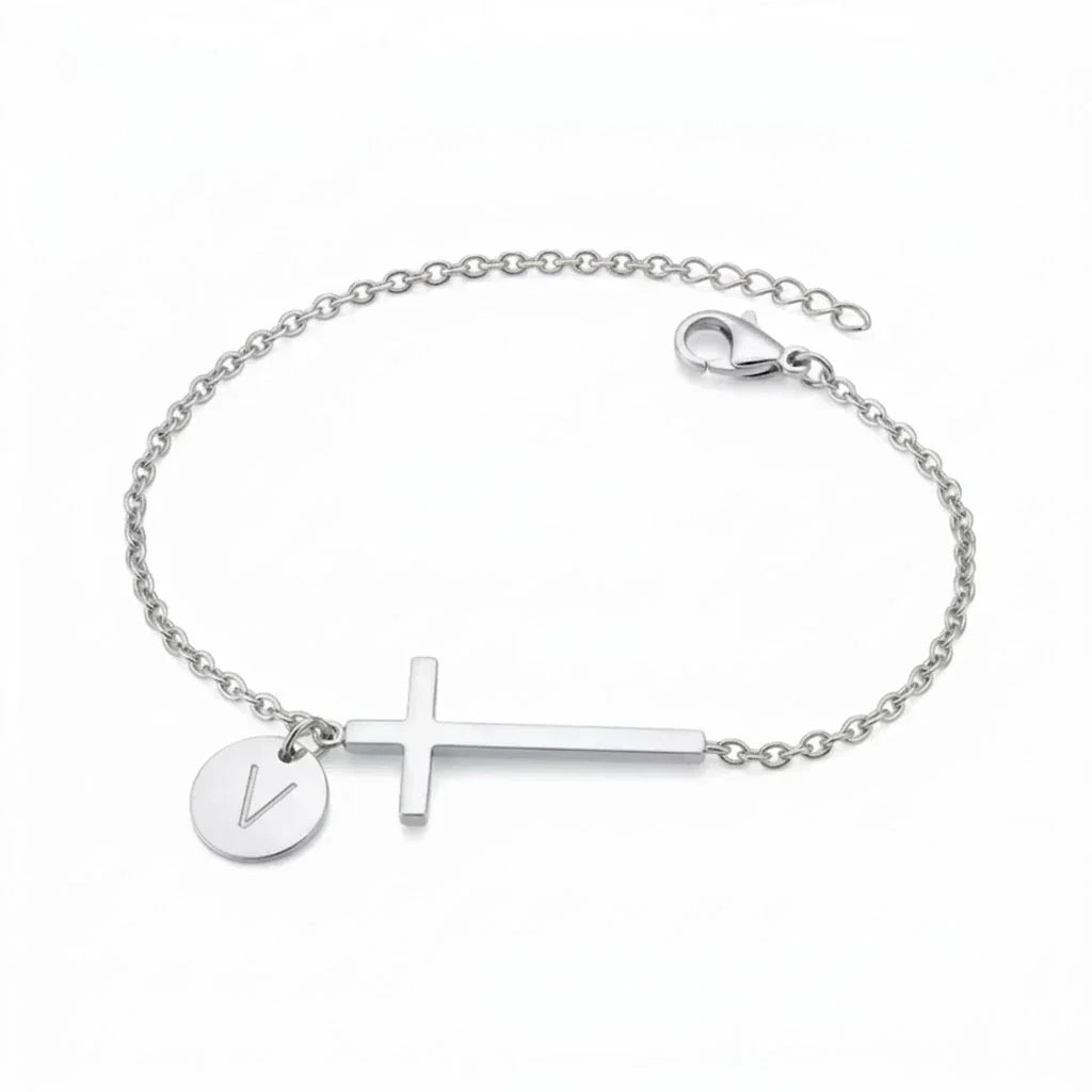 Elodryn | Personalisiertes Kreuz und Initialien Armband