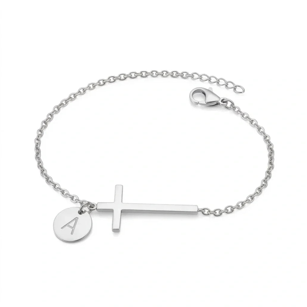 Elodryn | Personalisiertes Kreuz und Initialien Armband