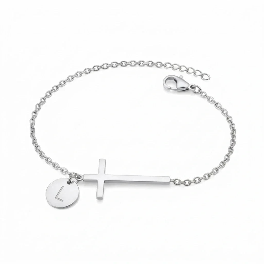 Elodryn | Personalisiertes Kreuz und Initialien Armband