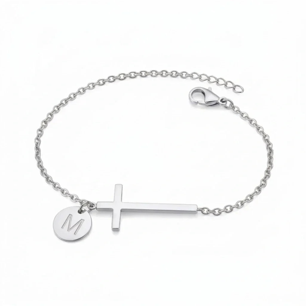 Elodryn | Personalisiertes Kreuz und Initialien Armband