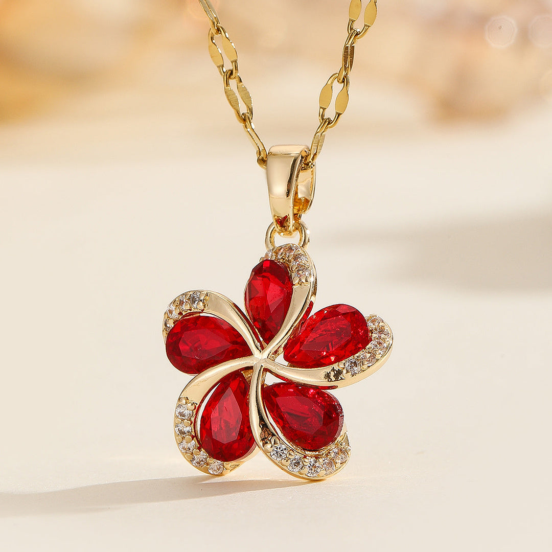 Angelica | Halskette Blume aus Kristallen in Goldton