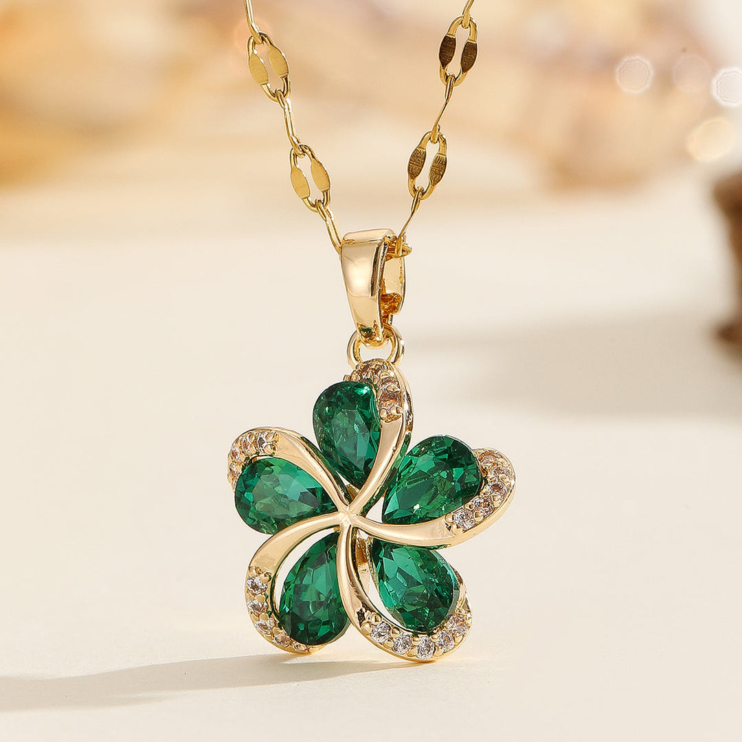 Angelica | Halskette Blume aus Kristallen in Goldton