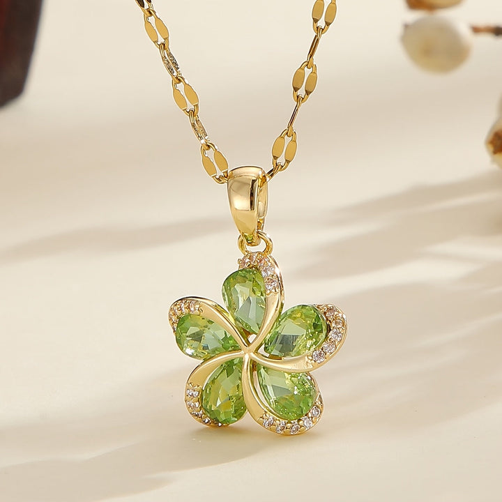 Angelica | Halskette Blume aus Kristallen in Goldton